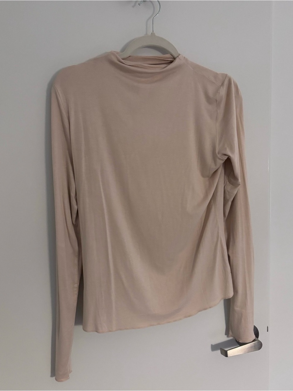 H&M Beige Long Sleeve Mock Neck Top